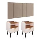 Kit 2 Mesas Estilo 1 Gaveta Off White/freijó Cabeceira Julia