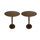 Kit 2 Mesas Laterais Canto Monopé Laminada 40x40cm - Castanho