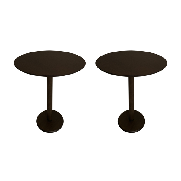 Kit 2 Mesas Laterais Canto Monopé Laminada 50x50cm - Tabaco