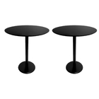 Kit 2 Mesas Laterais Canto Monopé Laqueada 50x50cm - Preto