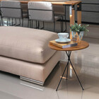 Kit 2 Mesas Laterais Madeira Metal Redonda 38cm Apoio Sofá