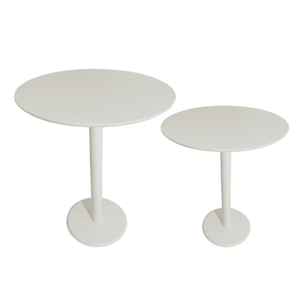 Kit 2 Mesas Laterais Monopé Laqueada 40 E 30 Cm - Off White