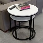 Kit 2 Mesas Laterais Redondas Industrial Encaixáveis Line Pre