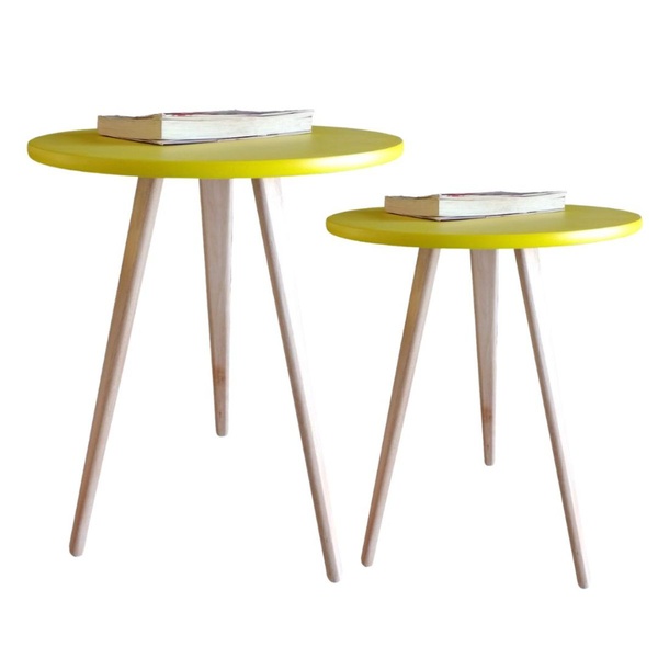 Kit 2 Mesas Lateral Canto Apoio Redonda Elegance 56 E 68 Cm A