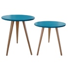 Kit 2 Mesas Lateral De Canto Apoio Redonda Karina 56 E 68 Cm