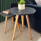 Kit 2 Mesas Lateral De Canto Apoio Redonda Retrô 44 E 56 Cm P