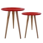Kit 2 Mesas Lateral De Canto Apoio Redonda Retrô 56 E 68 Cm V