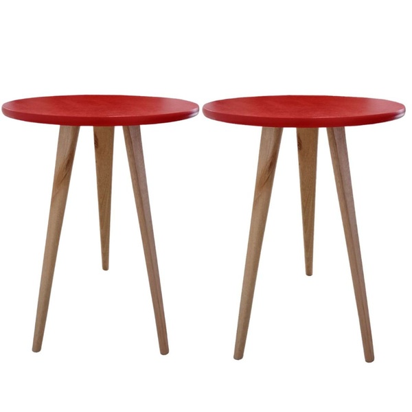 Kit 2 Mesas Lateral De Canto E Apoio Redonda Elegance 68 Cm V