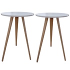 Kit 2 Mesas Lateral De Canto E Apoio Redonda Karina 56 Cm Bra