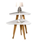 Kit 2 Mesas Lateral E Apoio 3 Pontas Pés Madeira Cor Branco -