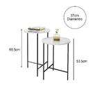 Kit 2 Mesas Lateral Redonda Para Sala De Estar Lírio - Branco