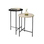 Kit 2 Mesas Lateral Redonda Para Sala De Estar Lírio - Preto/