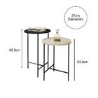 Kit 2 Mesas Lateral Redonda Para Sala De Estar Lírio - Preto/