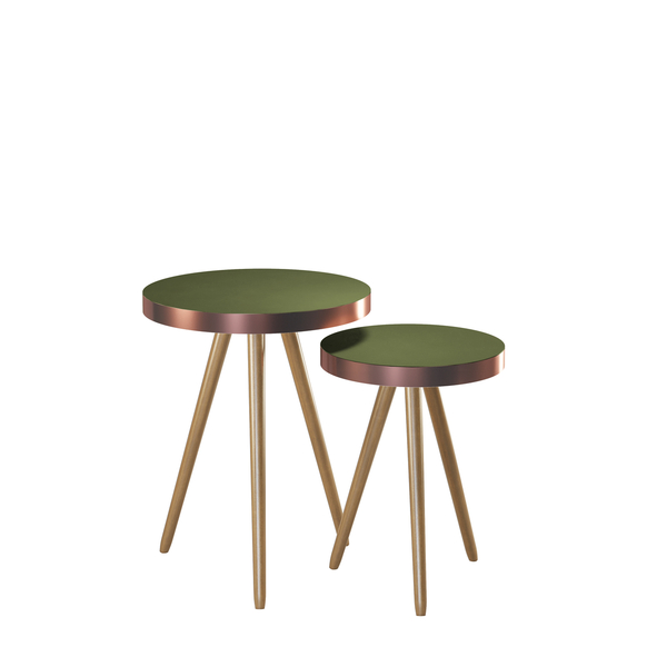 Kit 2 Mesas Lateral Redonda Sala Estar/jantar Quarto Pés Made