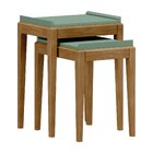 Kit 2 Mesas Lateral Tampo Em Mdf E Pés Em Madeira Maciça Milã