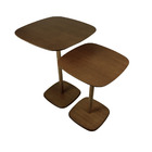 Kit 2 Mesas Monopé Quadrada Laminada 40 E 50cm - Castanho