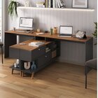 Kit 2 Mesas Para Escritório Escrivaninha Em L Retrô 136x120cm