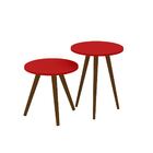 Kit 2 Mesas Redondas De Apoio Para Sala 47 Cm Pés Palito Made