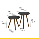 Kit 2 Mesas Redondas De Apoio Para Sala  47 Cm Pés Palito Mad