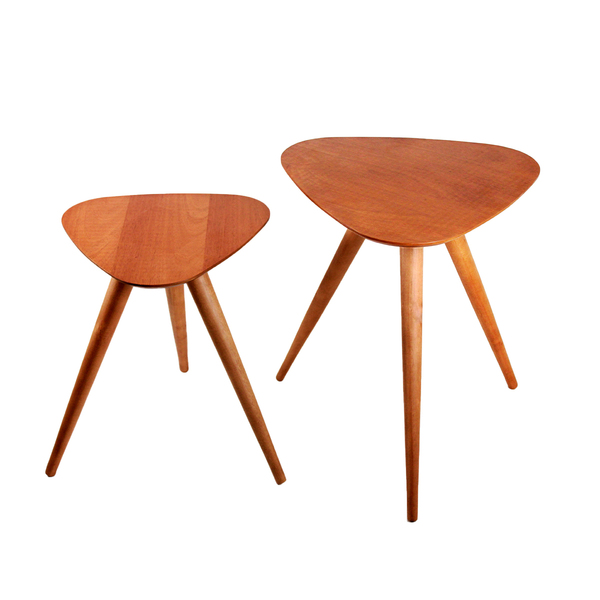 Kit 2 Mesas Tripé Paleta Para Sala Laminada 40 E 50cm - Mel