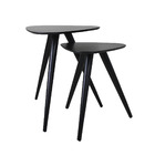 Kit 2 Mesas Tripé Paleta Para Sala Laqueada 40 E 50cm - Preta