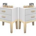 Kit 2 Mesinha De Cabeceira Infantil Moderna Gavetas Pes De Ma