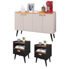 Kit 2 Mesinhas Cabeceira Estilo Preto/freijó 1 Gaveta Nicho D