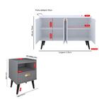 Kit 2 Mesinhas Cabeceira Estilo Retrô Cinza 1 Gaveta Nicho De