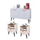 Kit 2 Mesinhas Cabeceira Estilo Retrô Off White/freijó 1 Gave