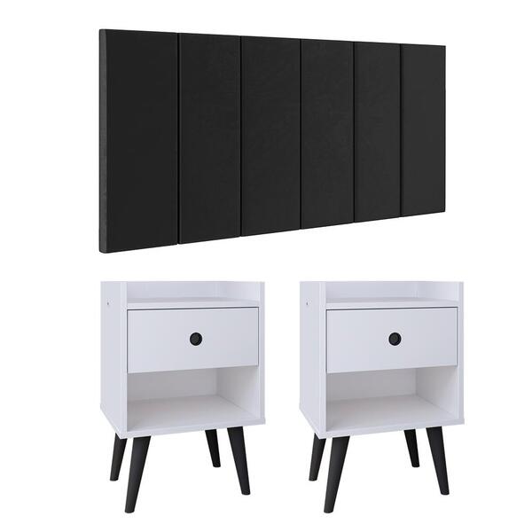 Kit 2 Mesinhas Decore Branco Nicho Porta Objetos Cabeceira Su