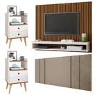 Kit 2 Mesinhas Gavetas Nicho Quarto Painel Tv 50 Polegadas Ri