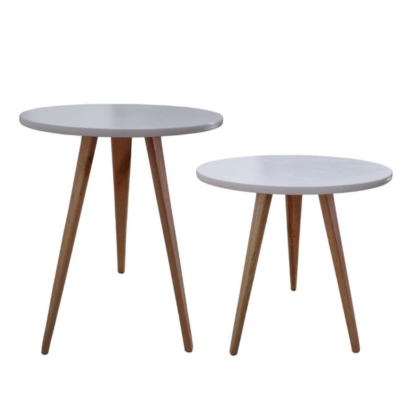 Kit 2 Mesinhas Laterais De Canto Apoio Redonda 44 E 56 Cm Bra