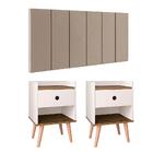 Kit 2 Mesinhas Off White/freijó Nicho Porta Objetos Pés Palit