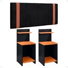 Kit 2 Mesinhas Preto/cinamomo Compacta Prateleira Cabeceira S