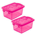 Kit 2 Mini Caixa Organizadora Pequena Com Trava 400 Ml Pink