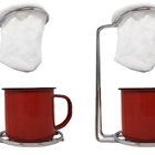 Kit 2 Mini Coador Café Aço Cromado Com Caneca Esmaltada Verme