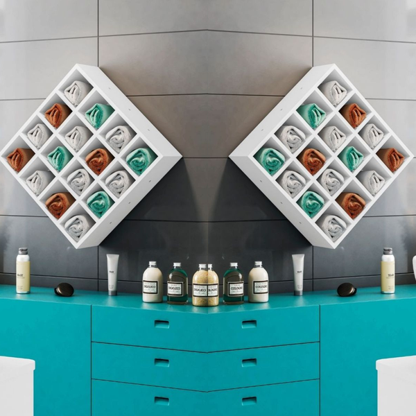 Kit 2 Nicho Decorativo Porta Toalha Com 16 Nichos Multiuso Gl