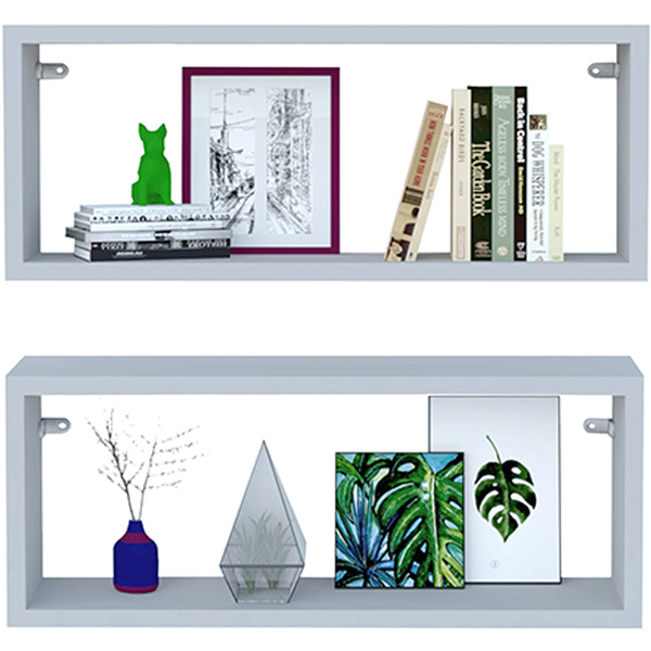 Kit 2 Nicho Retangular Branco 80x20x10p Mdf Decorativo