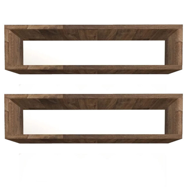 Kit 2 Nicho Retangular Madeirado 50x20x10p Mdf Decorativo