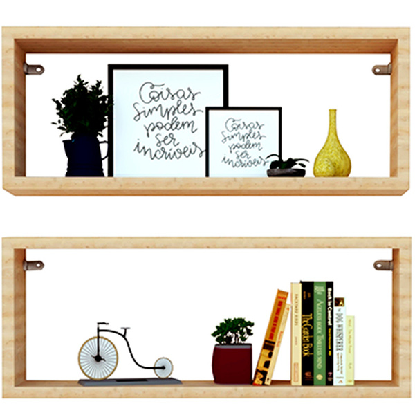 Kit 2 Nicho Retangular Madeirado Claro 30x15x10p Mdf Decorati