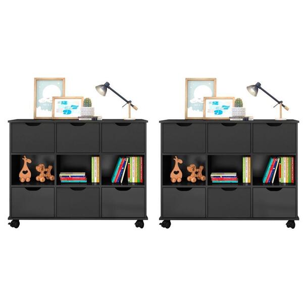 Kit 2 Nichos Organizadores Com 6 Gavetas Preto/preto - Fdecor