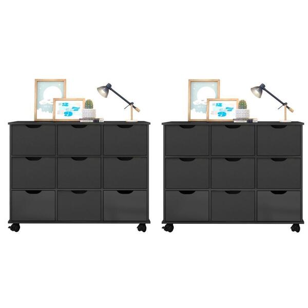 Kit 2 Nichos Organizadores Com 9 Gavetas Preto/preto - Fdecor