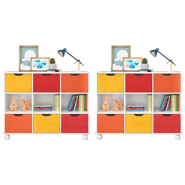 Kit 2 Nichos Organizadores Com Rodízios Toys 6 Gavetas Q01 Br