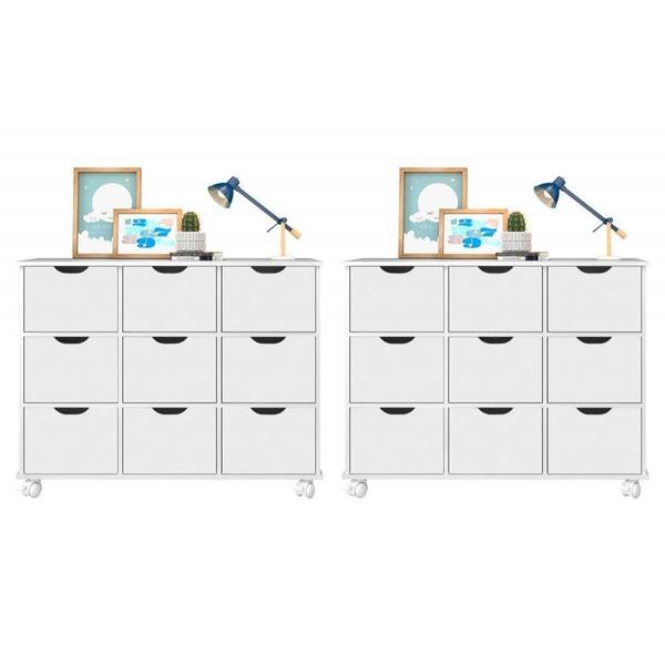 Kit 2 Nichos Organizadores Com Rodízios Toys Q01 Branco