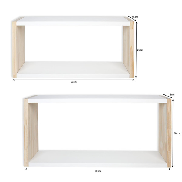 Kit 2 Nichos Prateleira Decorativa Quarto Sala Mdf Branco E P