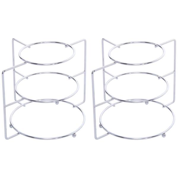 Kit 2 Organizadores Suporte Para Pratos 3 Níveis Cromado Divi