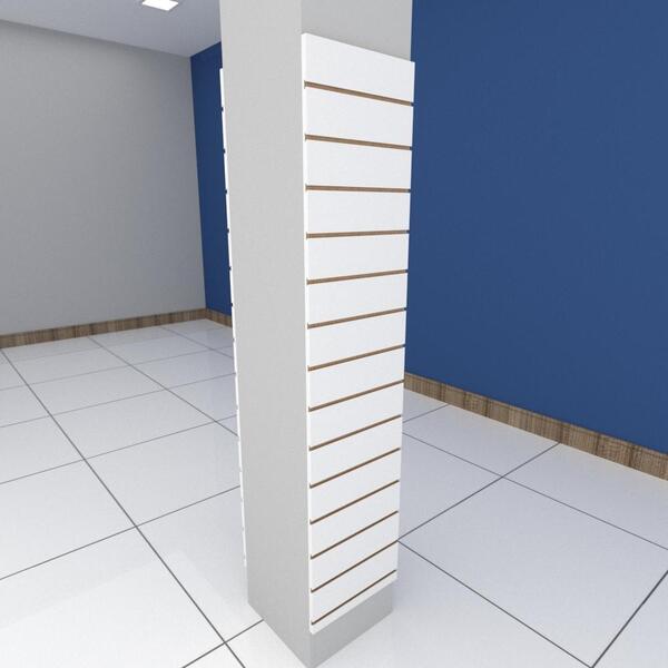 Kit 2 Painel Canaletado P/ Pilar Branco 2 Peças 40x180cm