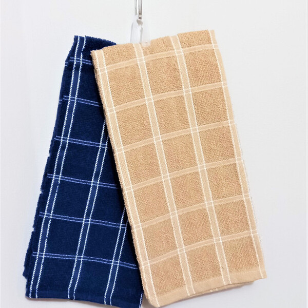 Kit 2 Panos De Copa 45x65  Bege/azul Escuro