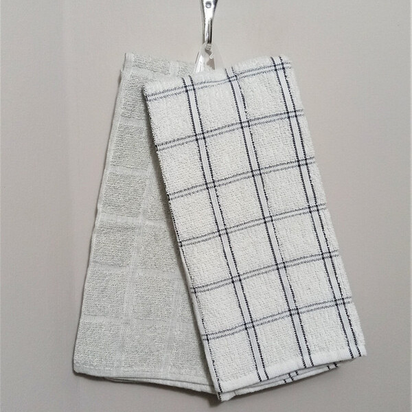 Kit 2 Panos De Copa 45x65  Prata/branco