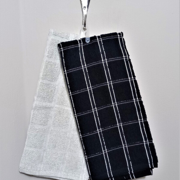 Kit 2 Panos De Copa 45x65  Prata/preto